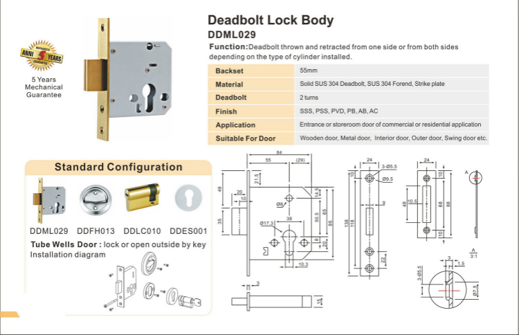 Deadbolt Lock Body-D&D Hardware Deadbolt Lock Body-D & D Оборудование для тела