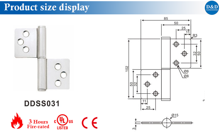 The Door Hinge Size Display-D&D Hardware Размер шарнира