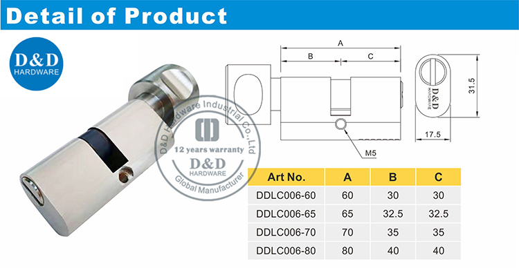Oval Bathroom Cylinder-D&D Hardware Овальное оборудование для ванной комнаты и D