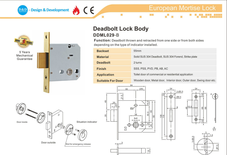 Deadbolt Lock Body-D & D Оборудование для тела
