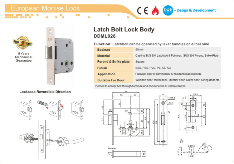 Защелка Bolt Lock Body-D & D аппаратное обеспечение