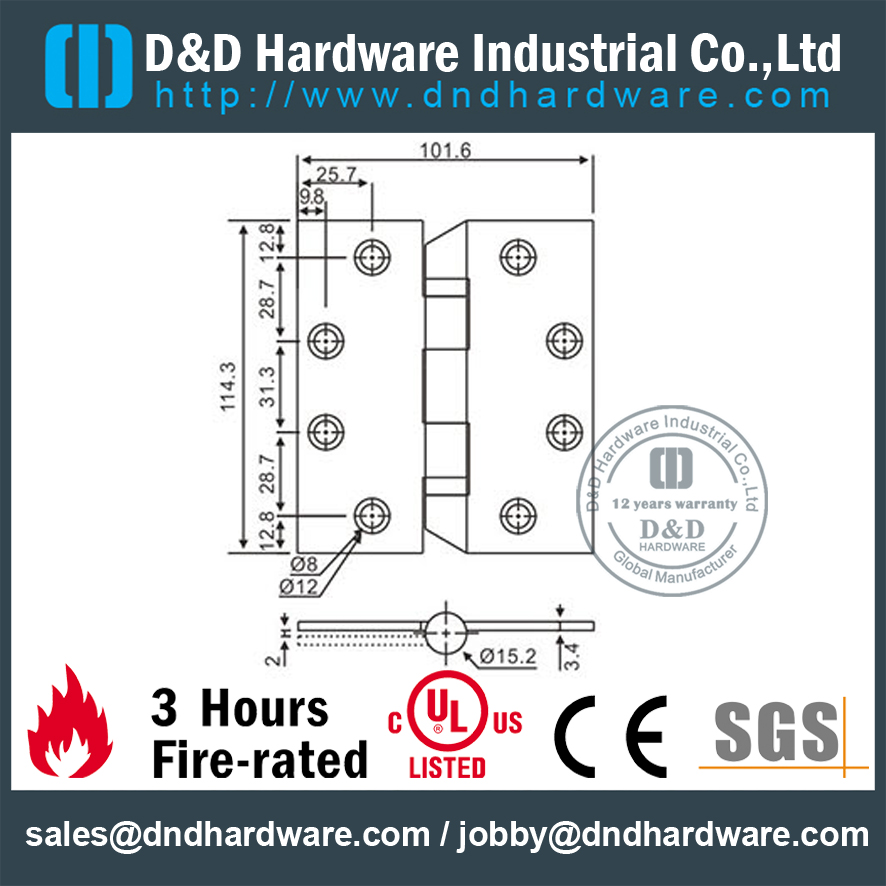 SS304 SSS Hospital Dooe Hinge-DDSS044-B