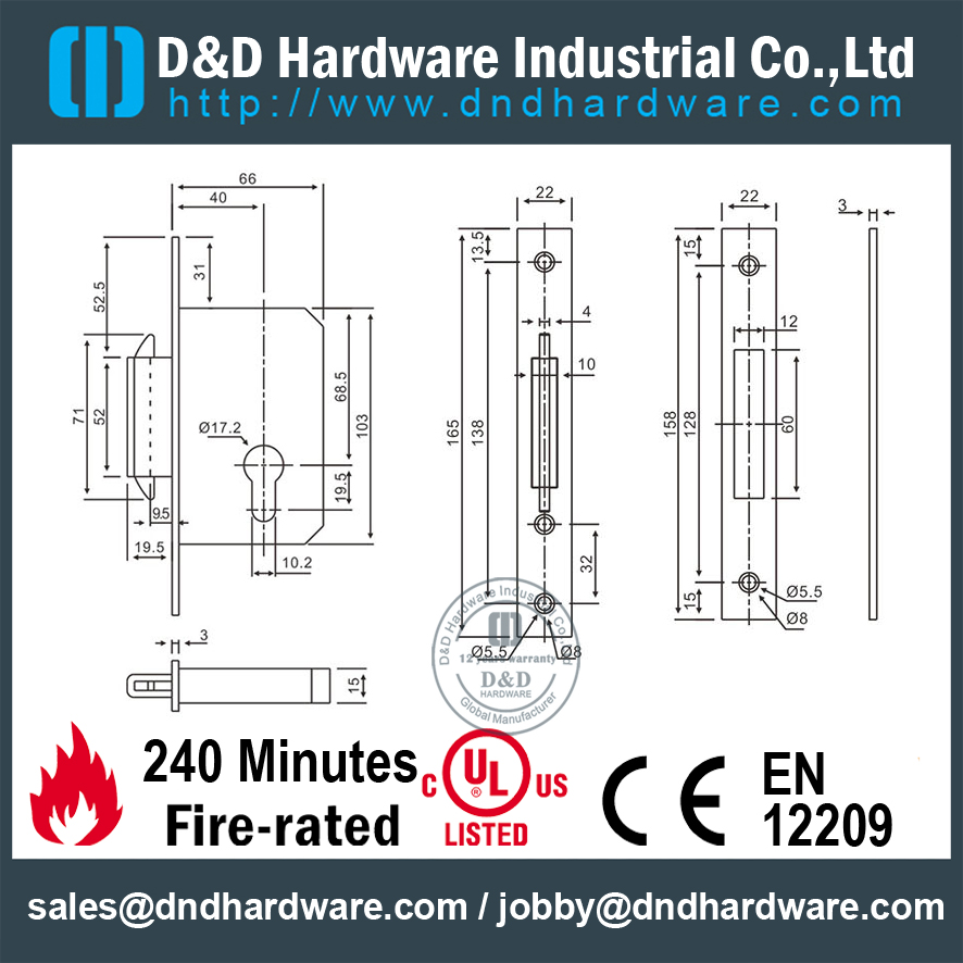 SUS304 Новый дизайн двойной замок крюка для раздвижной двери DDML031-B