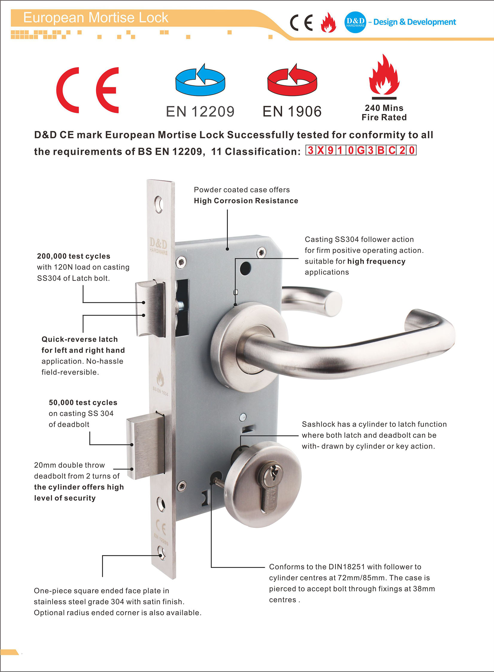 Латунный вход WC-Deadbolt Lock-DDML032