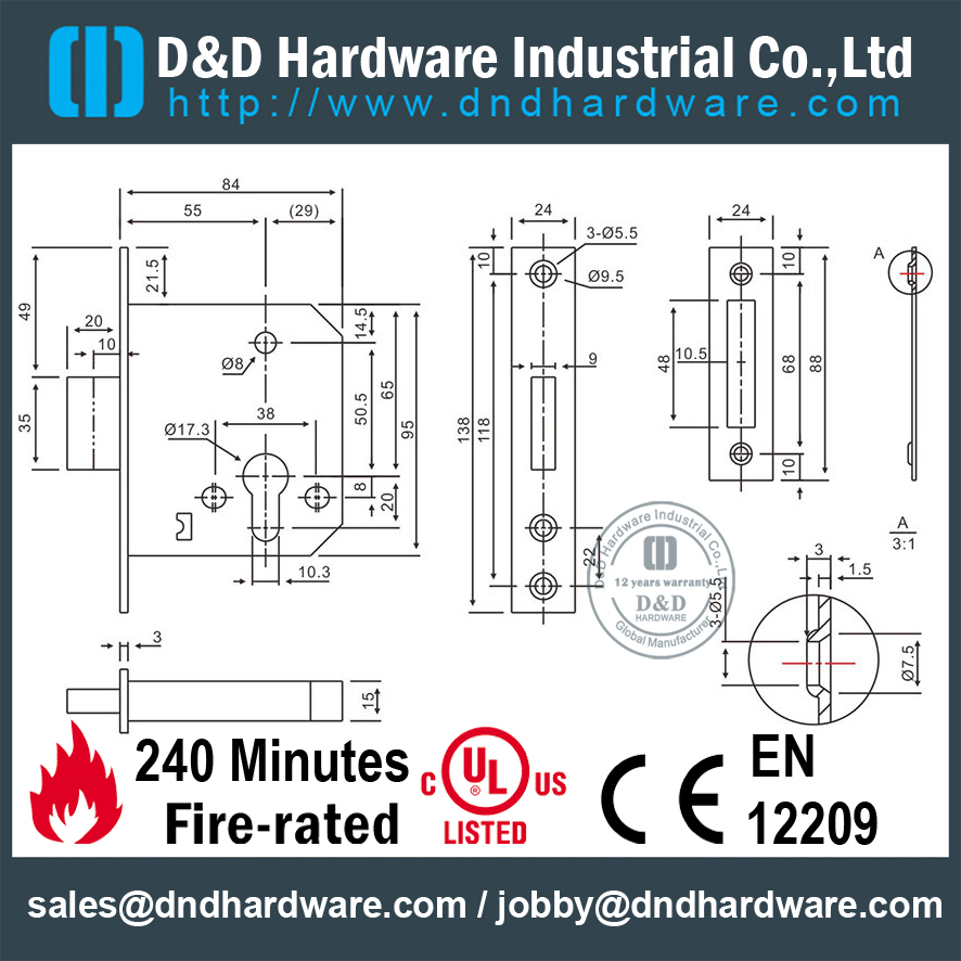 Корпус замка с квадратной головкой SS304-DDML029