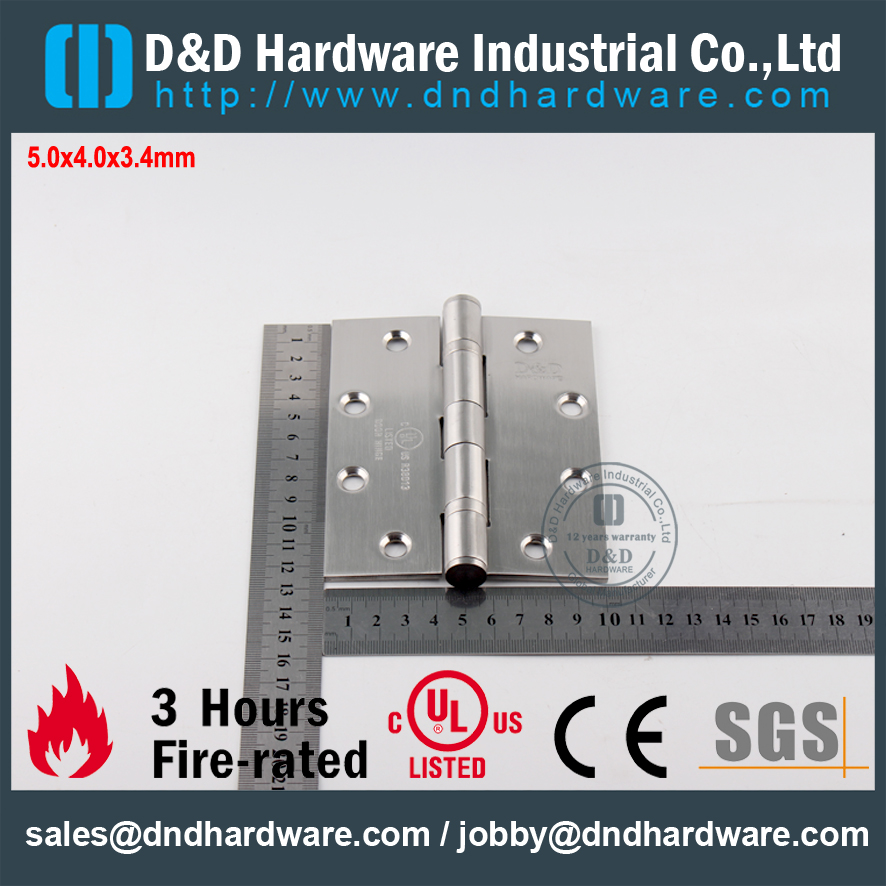 SS304 Дверная петля 2BB с классом пожарной безопасности UL-DDSS006-FR-5x4x3,4 мм