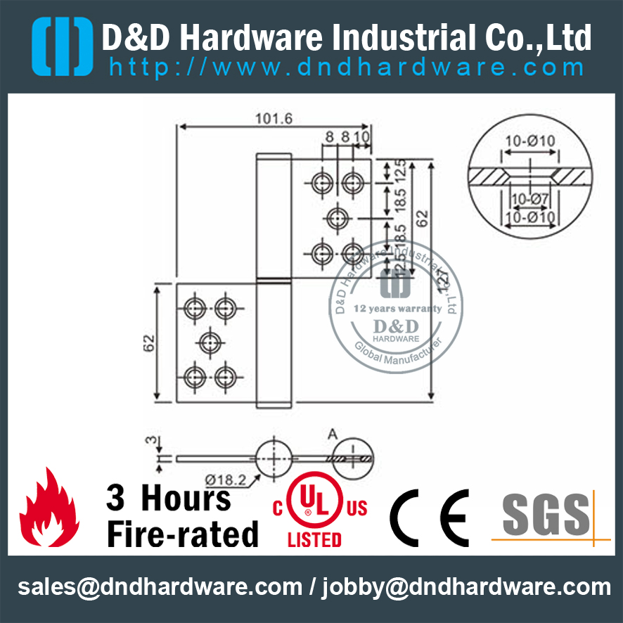 SS316 Петля флаговая PSS для деревянной двери-5 "x4 " x3-DDSS030