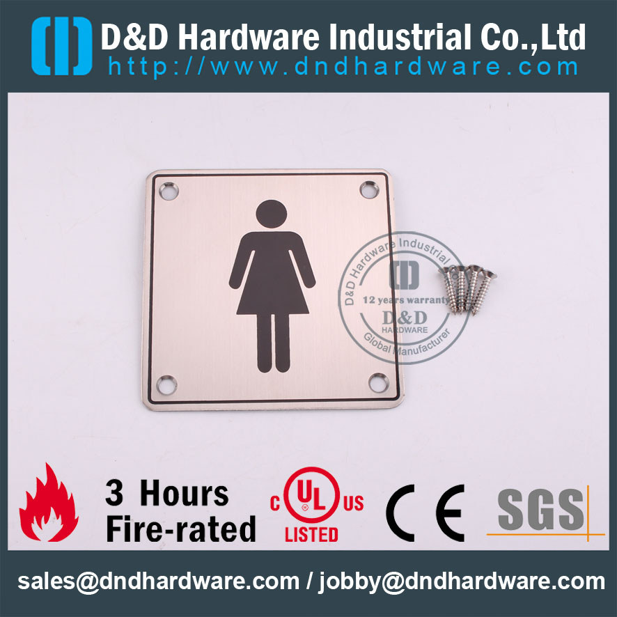D & D Hardware-Square SS304 Female 100x100 мм Табличка для маркировки Washroon DDSP002