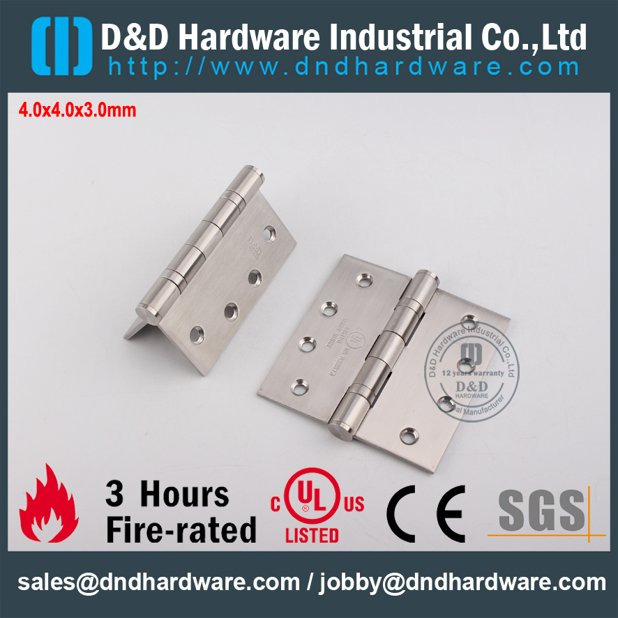 SS304 Пожарная безопасность UL 2BB Hinge-DDSS001-FR-4x4x3,0 мм