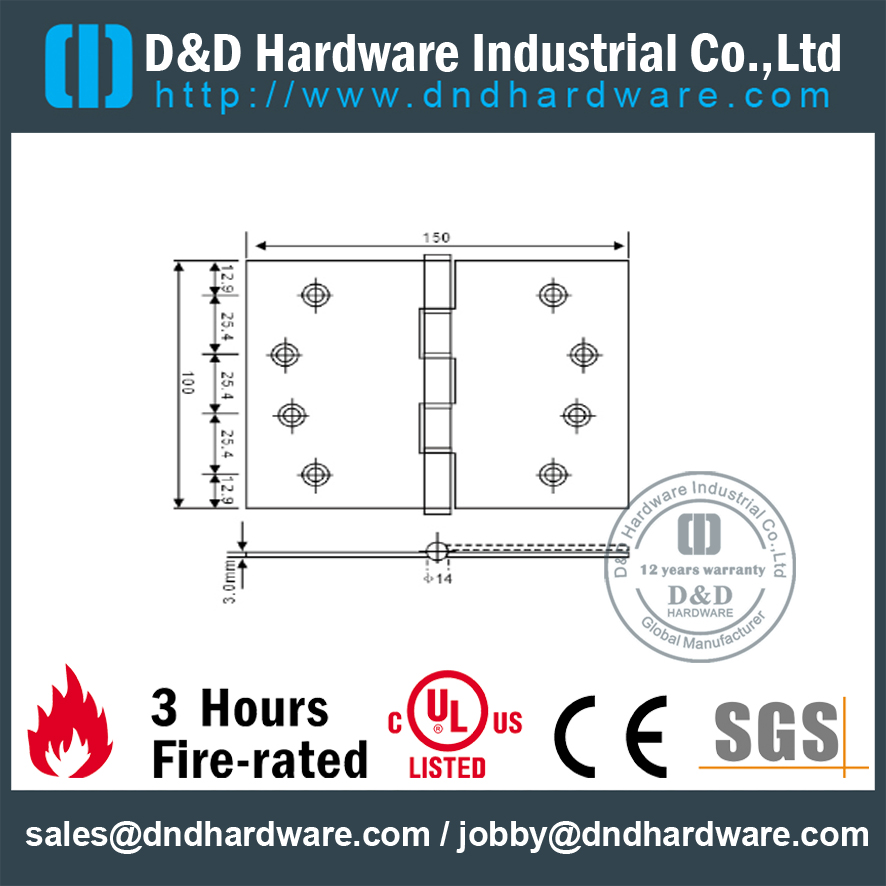 Петля с поворотным кулаком SS 3 для офисной двери-DDSS065