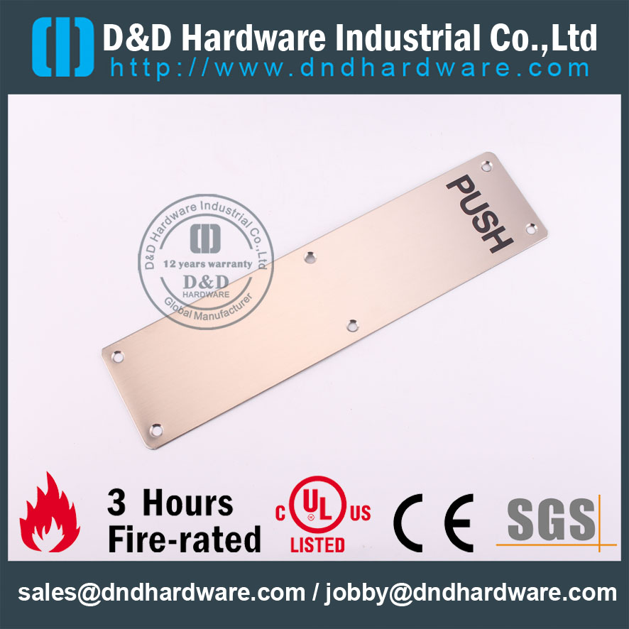 D & D Hardware-Square Type SS304 75x300 мм PUSH Plate DDSP005