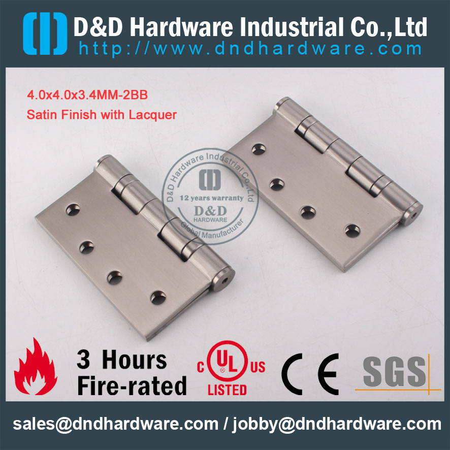 D & D Hardware-SS304 атласная отделка с лаком 4,0x4.0x3,4-2bb шарнир DDSS001