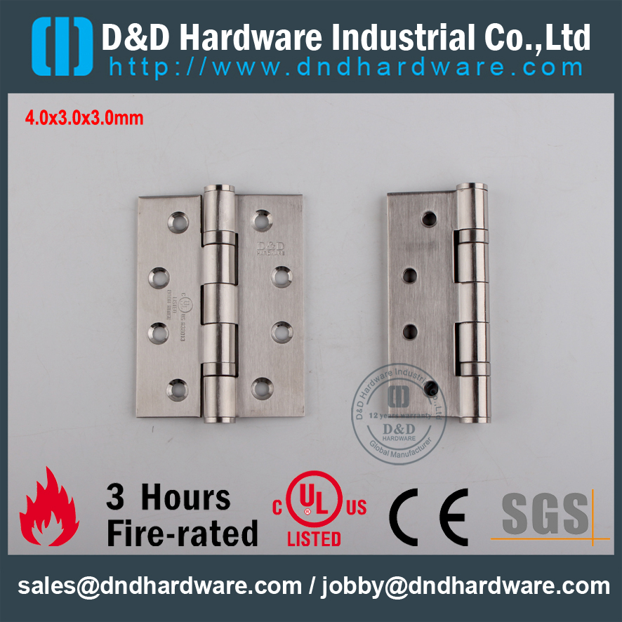 SS304 Противопожарный шарнир UL 2BB-DDSS001-FR-4x3x3,0 мм