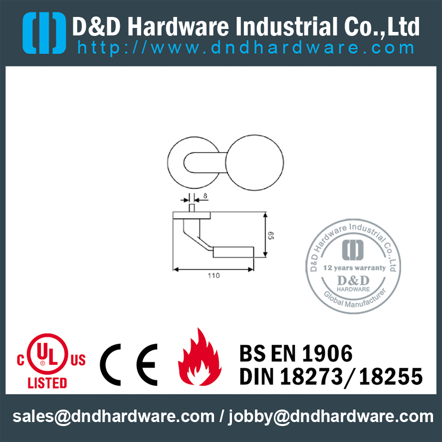 Специальная ручка SUS316 с твердым рычагом для коммерческих дверей - DDSH135