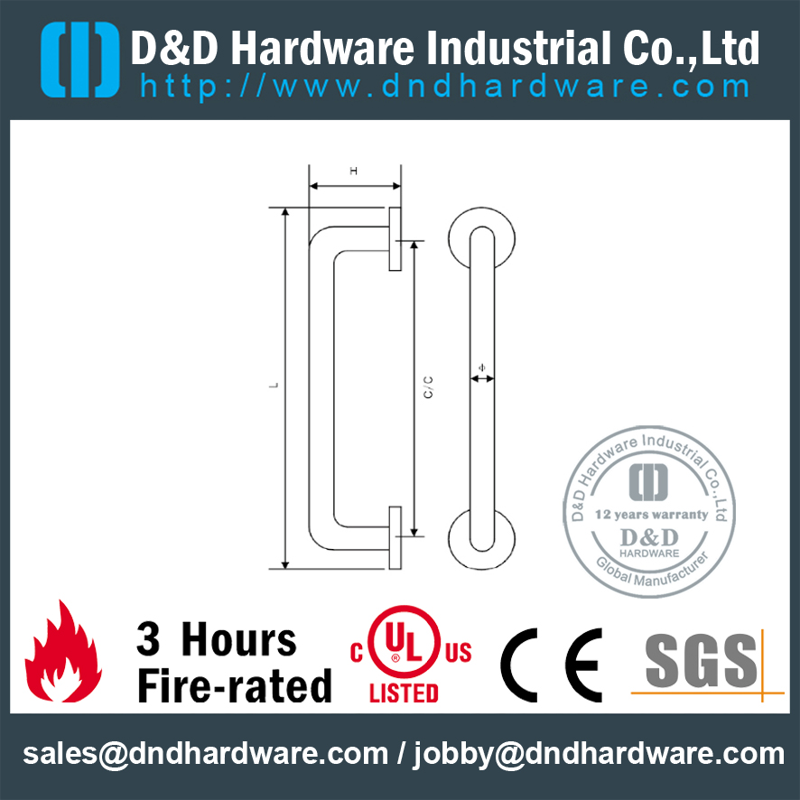 Нержавеющая сталь 316 Современная ручка тяги для противопожарной двери DDPH041