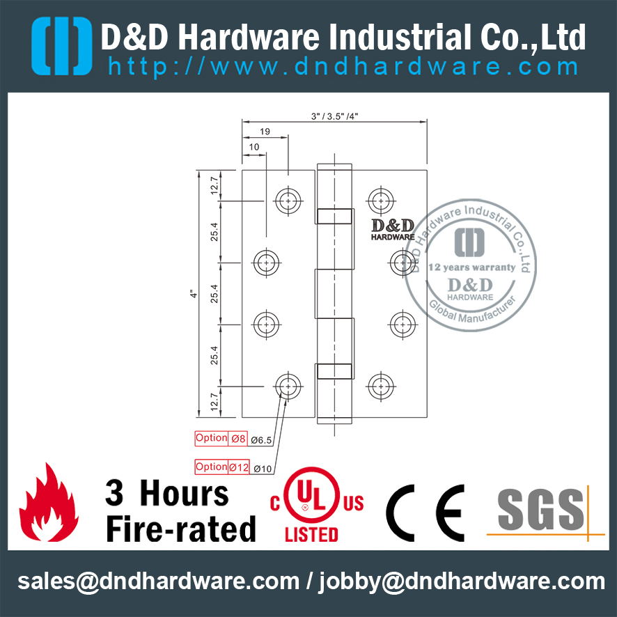 SS304 UL / CE 2BB Петля-DDSS001-FR-4x3x3,0 мм