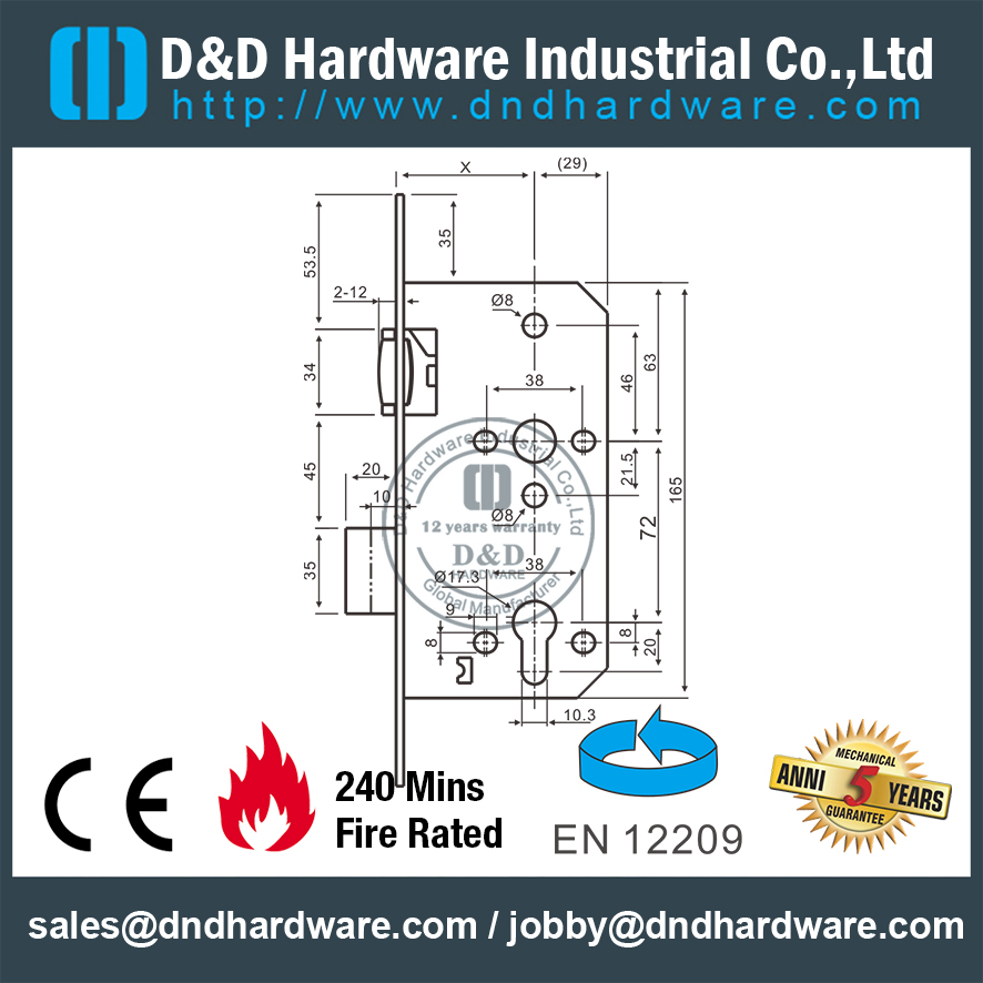 CE SS304 Роликовый болт Euro Dead Lock-DDML010