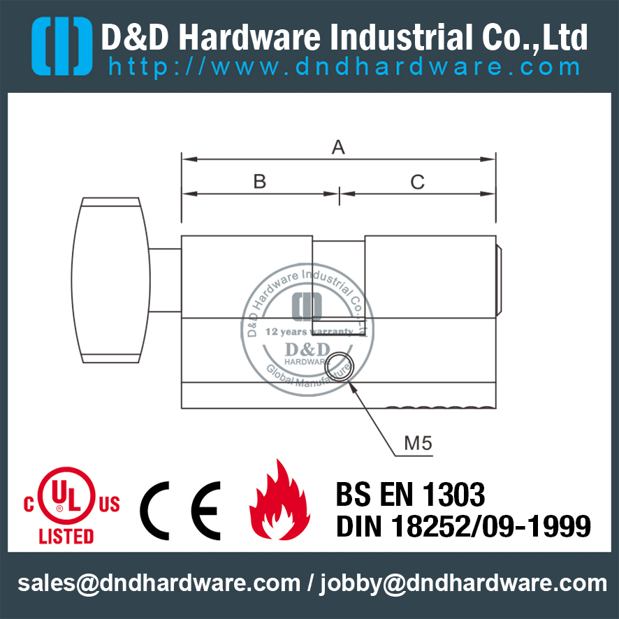 Цилиндр дверного замка евро с ручкой-DDLC002