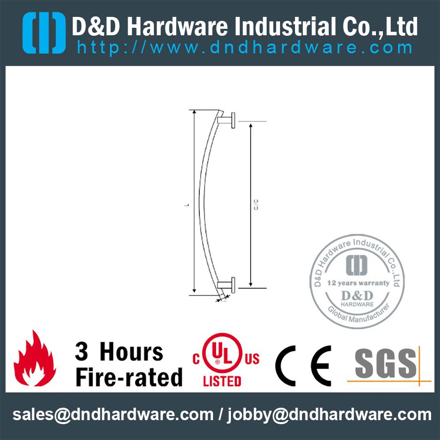 Нержавеющая сталь 304 Mitred Pull Handle для двойной стеклянной двери -DDPH046