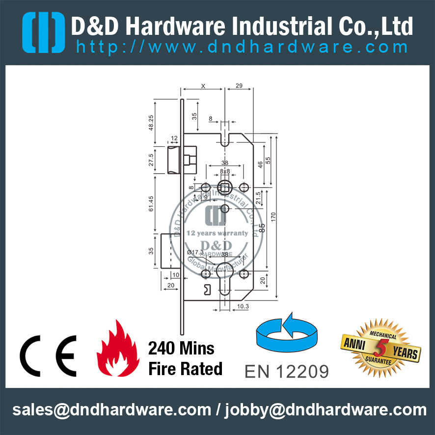 SS Защелка Dead Bolt Mortise Lock-DDML4585