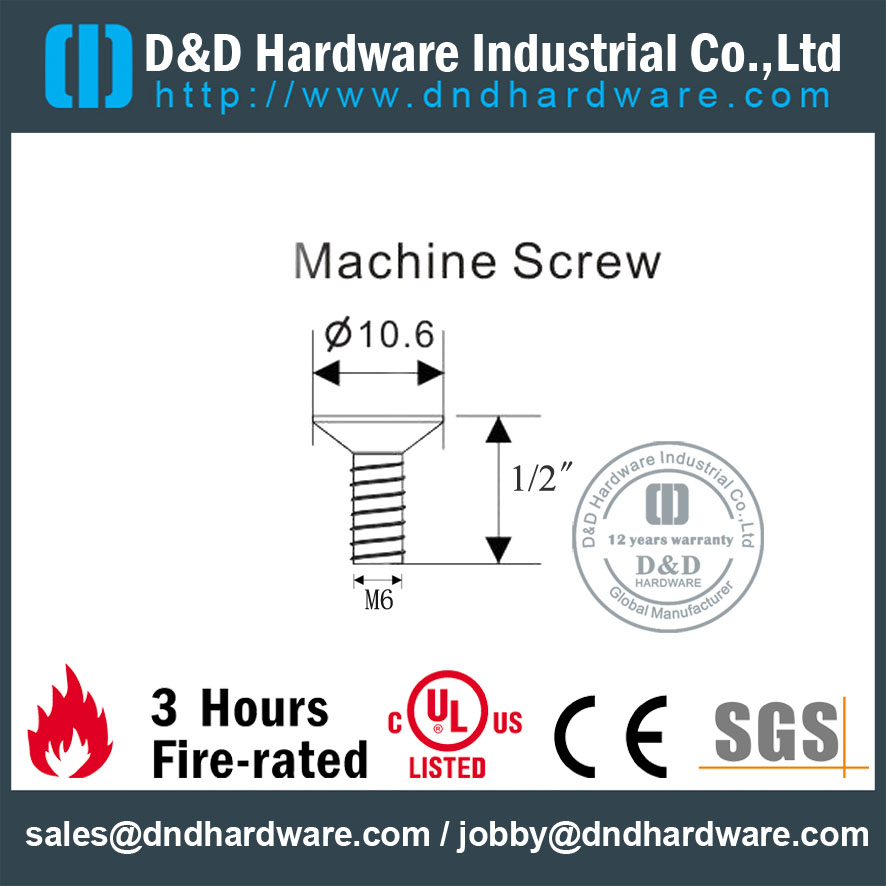 Крепежный винт SS304 для петли и металлической двери - DDSR004-M6x12