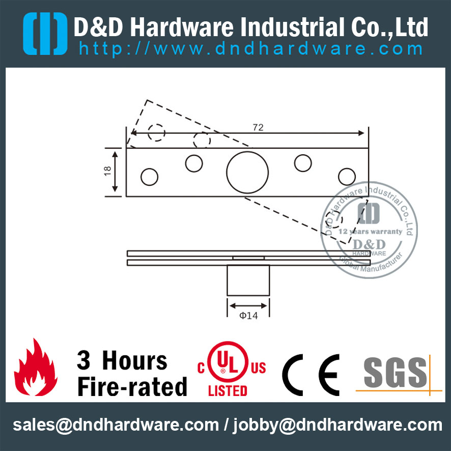 SS304 Поворотная напольная петля для распашной двери-DDSS055