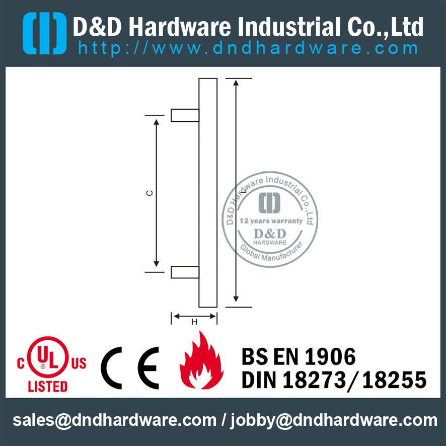 Класс 316 Pull Handle Квадратный уровень «T» Двусторонний для стеклянной двери DDPH016