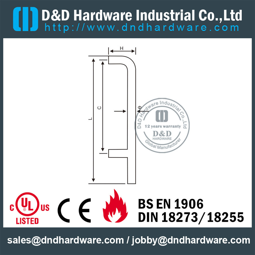 Марка 316 Pull Handle для передней стеклянной двери с отделкой из зеркала -DDPH010