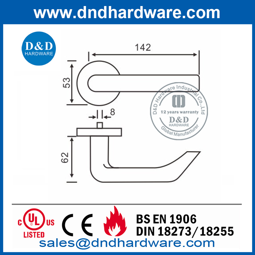 Никелевый рычаг безопасности из нержавеющей стали для промышленных дверей-DDSH028