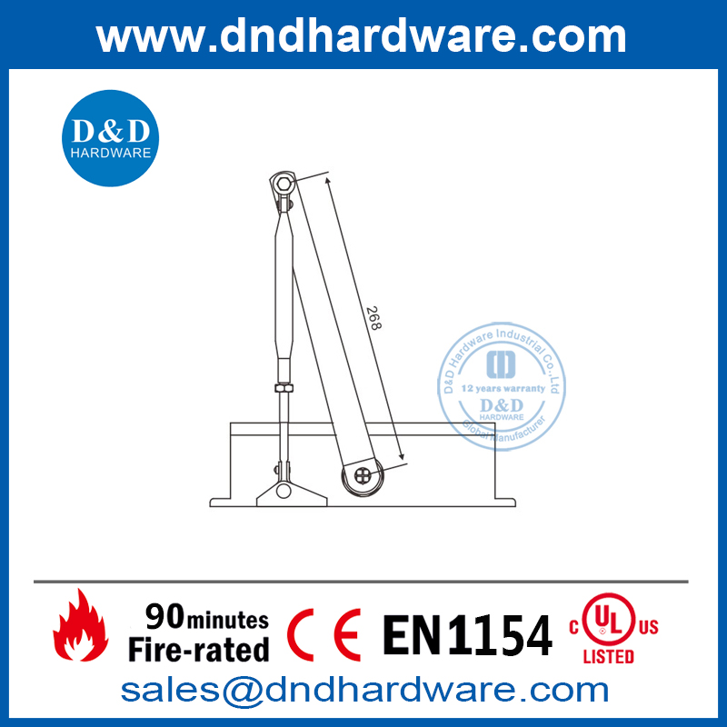 Включенный в список UL автоматический пружинный доводчик с открытой пожарной стойкостью для дверей-DDDC017