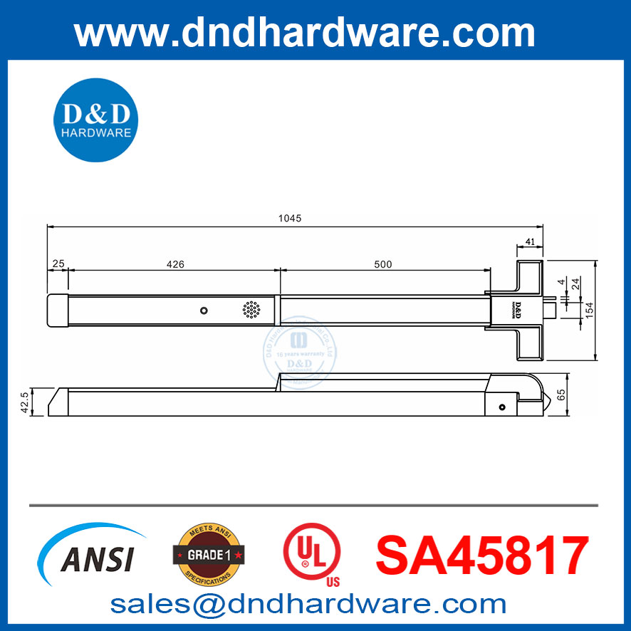 UL ANSI Steel Panic Exit Device с электрической сигнализацией DDPD029