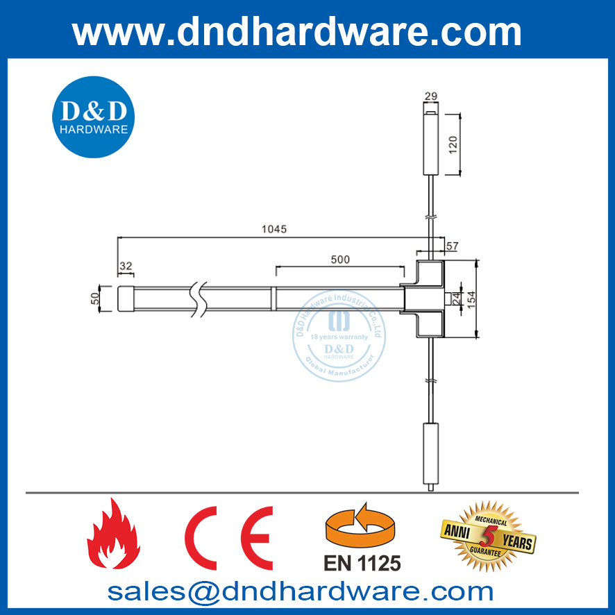 CE Fire Cared Expere Fire Door Device Device Паническая аппаратная аппаратная аппаратная толкать Cross Bar-DDPD049