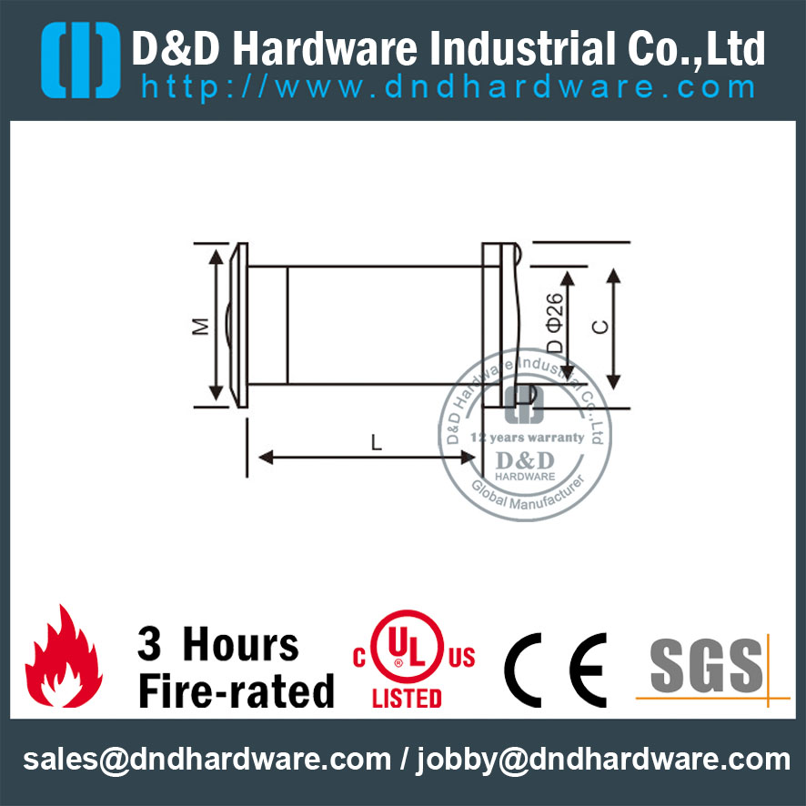 Дверь Peephole Viewer с крышкой для огнестойкой двери с номером UL-DDDV004