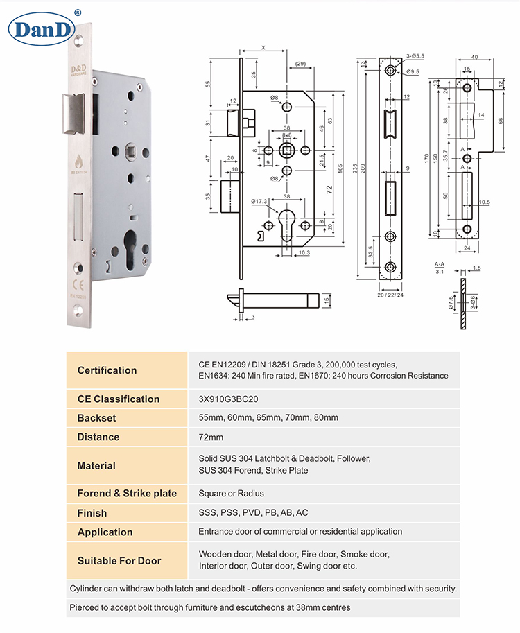 European Mortise Lock-D & D Аппаратное обеспечение