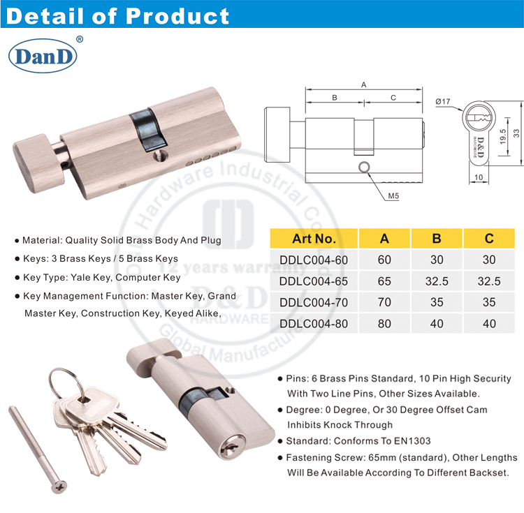 Mortise Cylinder-D & D Аппаратное обеспечение