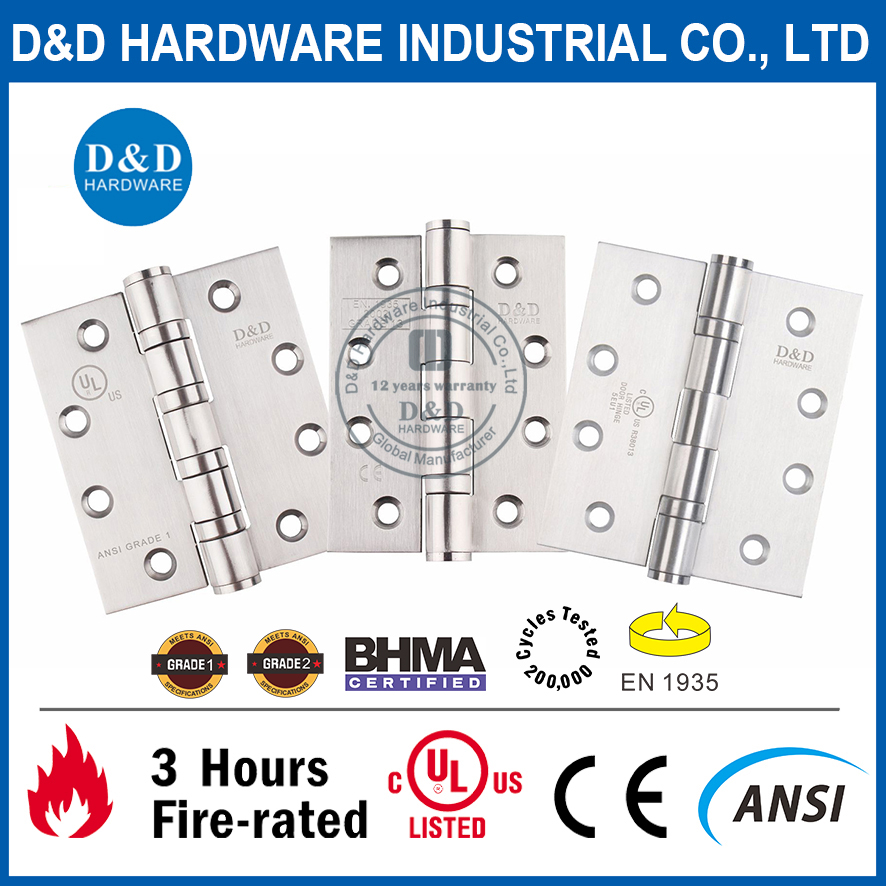 5-дюймовый шарнир для тяжелых условий эксплуатации ANSI / BHMA UL GRADE 2-SS316 2BB