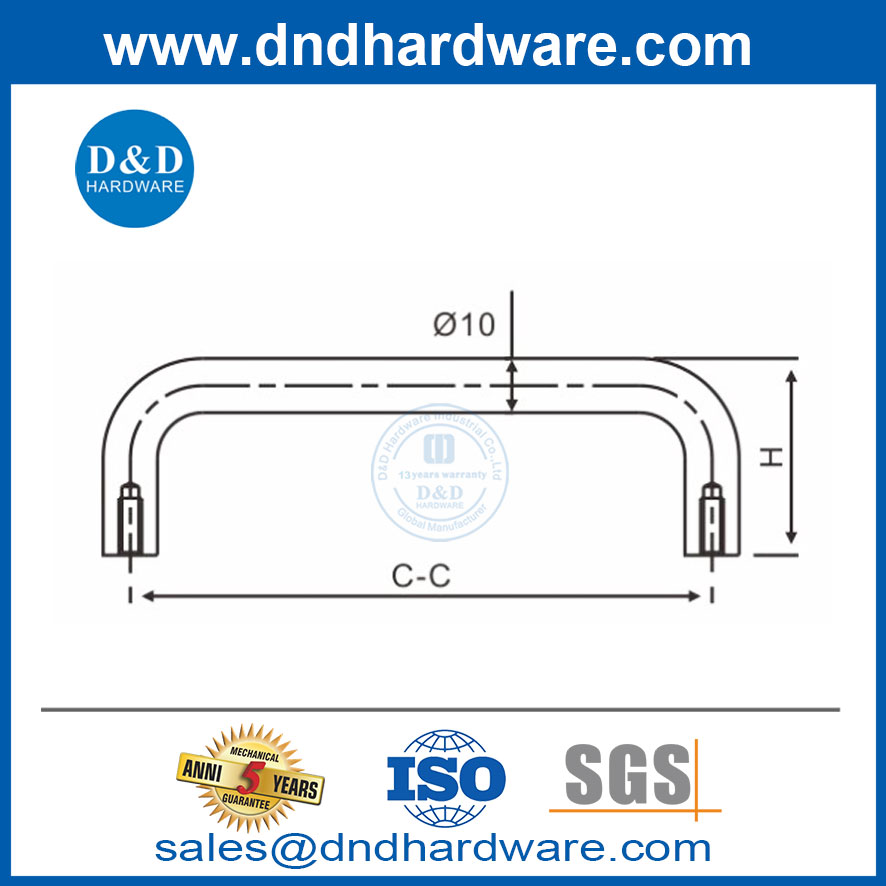 304 нержавеющая сталь D Shape Silver Murniture Handle для шкафа DDFH003