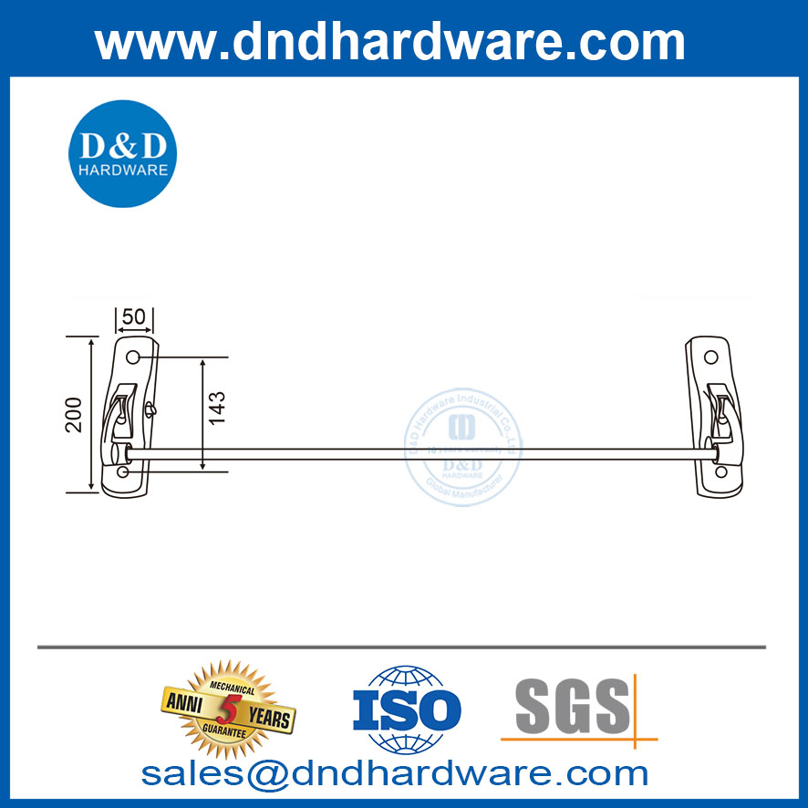 Выход панического устройства Cross Bar Steel Double Door Exit Exit Device DDPD009