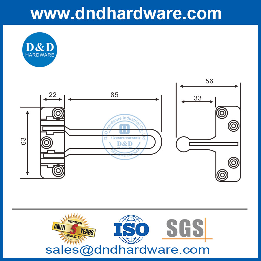 Цинк сплав Matt Black Door Door Guard Accessories DDDG008