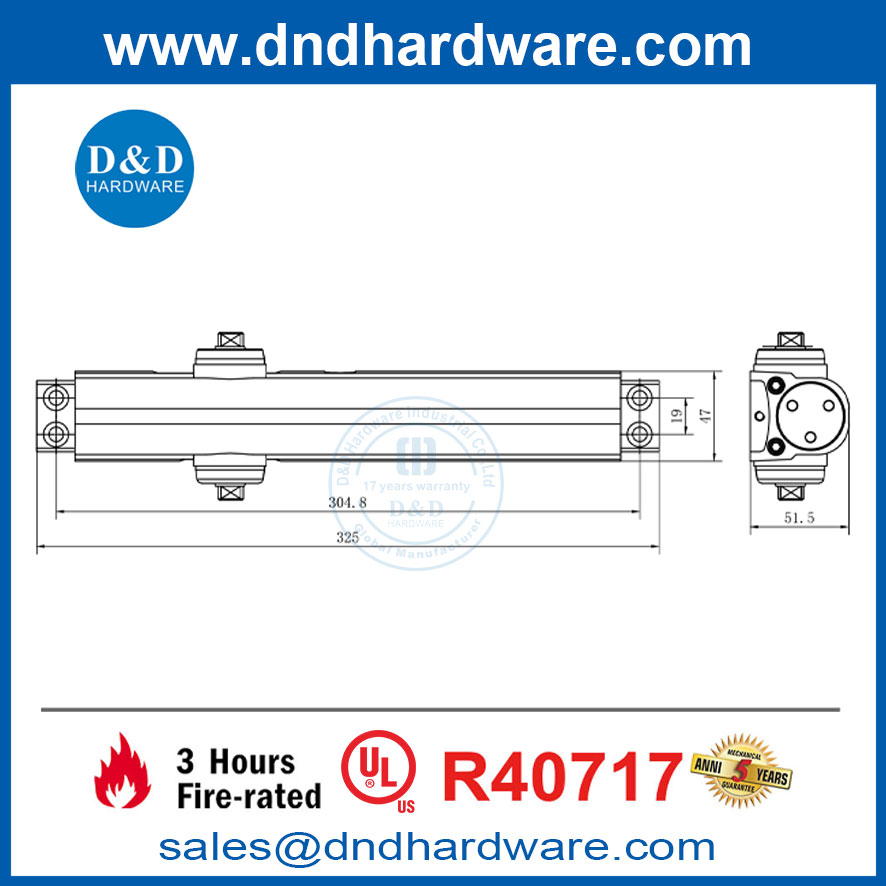 UL Fire Rated Dective Action En1-en6 Деревянная дверь Весна ближе к DDDC059DA