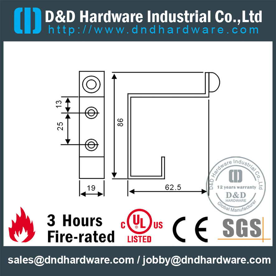 Нержавеющая сталь 304 L-дверная пробка с крюком для коммерческой двери DDDS025
