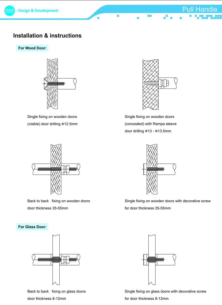 Класс 316 Pull Handle Квадратный уровень «T» Двусторонний для стеклянной двери DDPH016