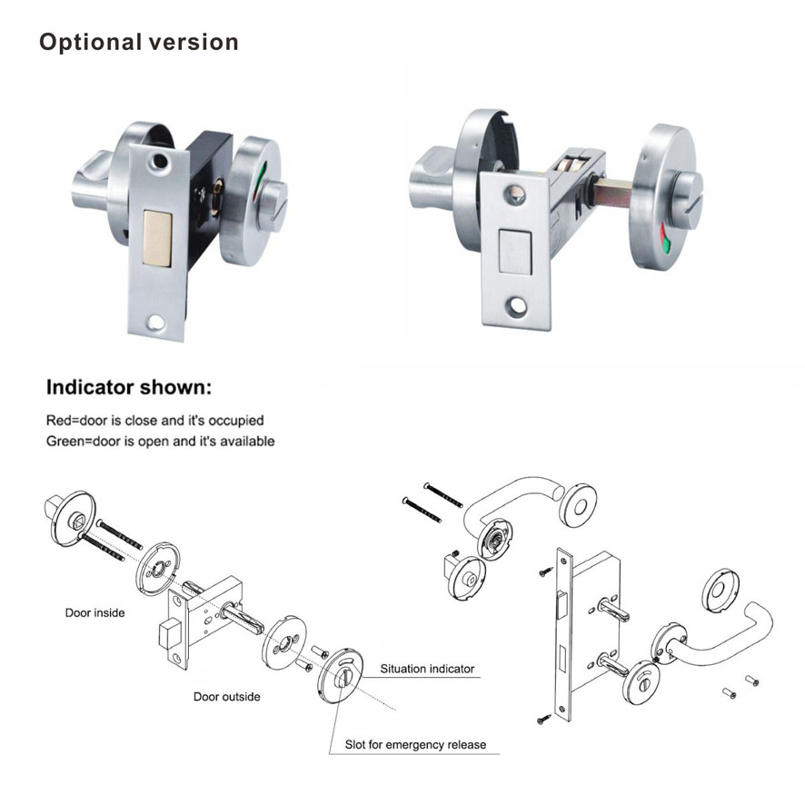 SUS 304 Thumb Turn Lock с индикатором для двери для ванной комнаты -DDIK001