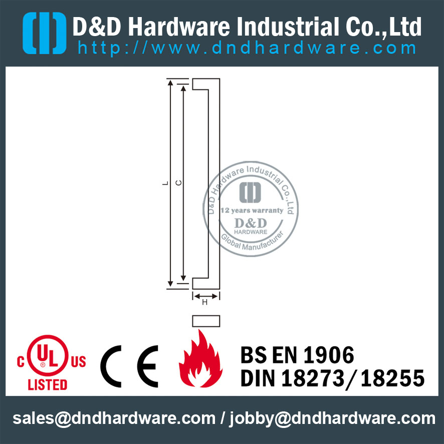 SUS304 Квадратная ручка для раздвижной стеклянной двери DDPH015