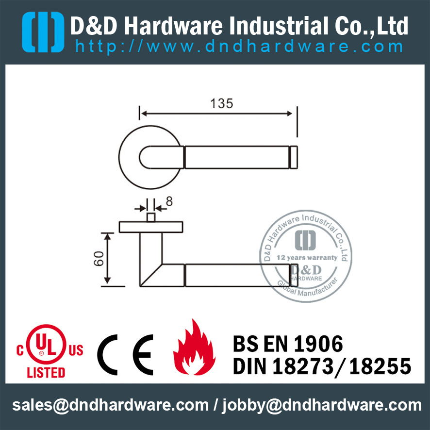 SS304 Antirust Tube Mitred Shape Дверная ручка для входа Double Door-DDTH028