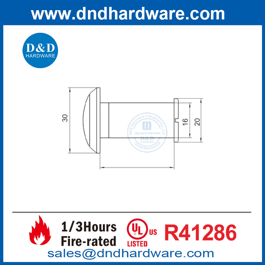 180-градусная версия UL Fire Door Safety Peephole Viewer с Cover-DDV010