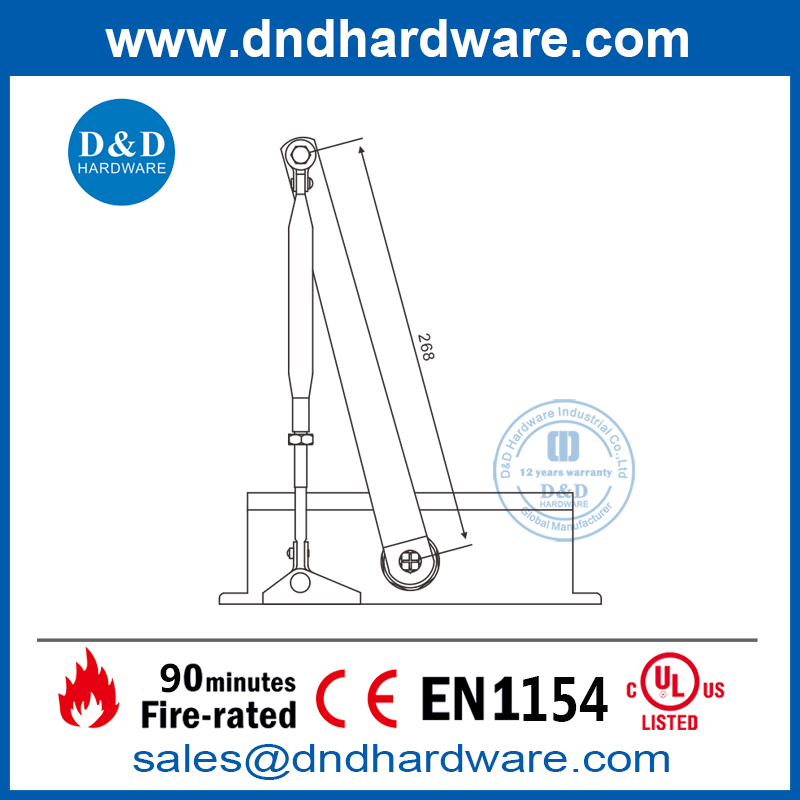 CE EN1154 Безопасный верхний противопожарный дверной доводчик-DDDC015