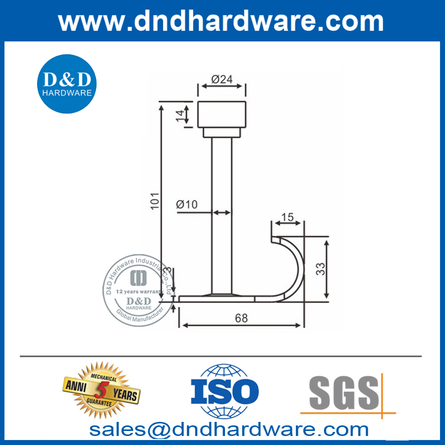 Уникальный винтовой настенный дверной упор из нержавеющей стали с крючком-DDDS017