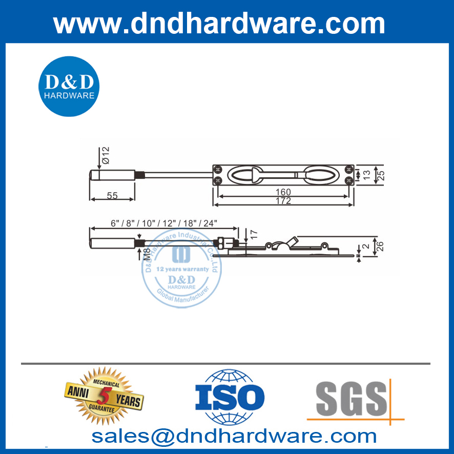 Защитный болт из нержавеющей стали с ручным управлением для наружной двери-DDDB012-B