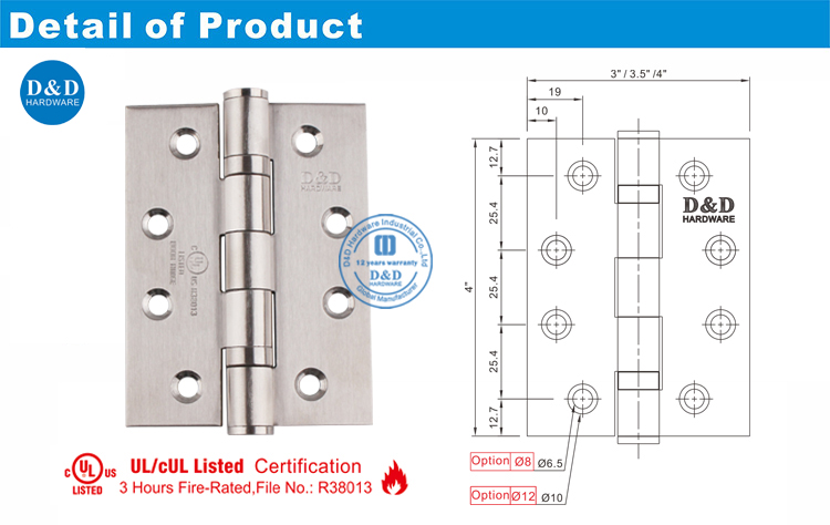 UL деревянные двери шарниры DDSS001-FR-4x3x3-D & D аппаратное обеспечение
